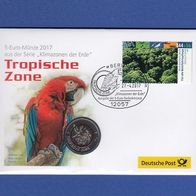 Deutschland 2017 Numisbrief 5 Euro Sammlermünze - tropische Zone - Prägestätte G
