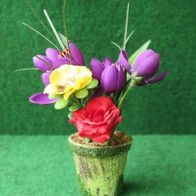NEU Mini Kunstblumen Topf Frühlings Blüher 13 cm künstliche Blumen Kunst Pflanze