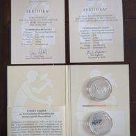 2x 10-Euro-Silber-Gedenkmünze "175 Jahre Eisenbahn in Deutschland"