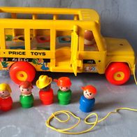 Vintage Fisher Price Yellow School Bus - With School Children