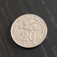 Malaysia 20 Sen Münze modern zufälliges Jahr!