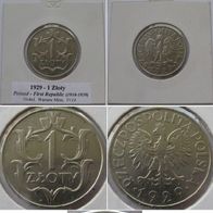 1929, Poland, 1 Zloty, old interwar coin
