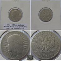 1933-Poland-2 Zlote (Polonia)-silver coin