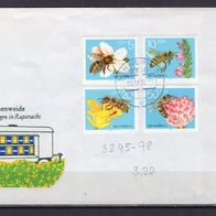 DDR 1990 Die Biene MiNr. 3295 - 3298 Ersttagsstempel Schwerin auf Beleg