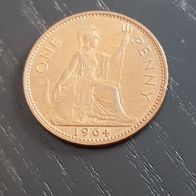 Großbritannien 1 Penny Münze groß zufälliges Jahr!