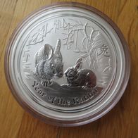 Münze Lunar Serie II Hase 2011 Australien 5 Oz Silber