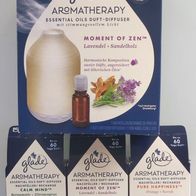 Glade Aromatherapy LED Diffuser + 4x ätherische Öle Glück, Anti Stress, Relax - NEU