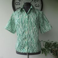 Vintage Sommer Bluse Gr. 38 grün weiß 70er Jahre Tunika Hemd Kurzarm gemustert