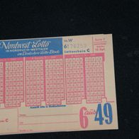 Lottoschein 6 aus 49 unbespielt Nordwest Lotto 1950er Jahre