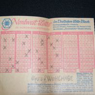 Lottoschein Nordwest Lotto bespielt 1958