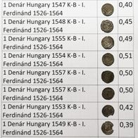 12x 1 Denar Silbermünzen Ungarn - I. Ferdinánd 1526-1564