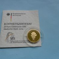 Deutschland BRD 2010 20 euro Gold Eiche wählen D / F