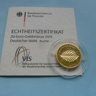 Deutschland BRD 2011 20 euro Gold Buche wählen G / J
