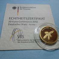Deutschland BRD 2012 20 euro Gold Fichte wählen D / G / J