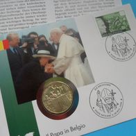 Vatikan 1996 1000 Lire Silber als Numisbrief Papst Paul II. Besuch in Belgien