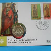 Vatikan 1997 1000 Lire Silber als Numisbrief Peter und Paul