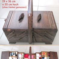 Omas Nähkästchen Tischnähkasten 3 Etagen * aus Holz - gefüllt mit Näh-Zubehör