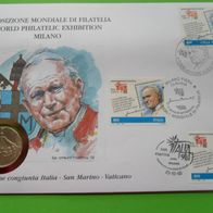 Vatikan 1997 1000 Lire Silber als Numisbrief Weltausstellung Italien