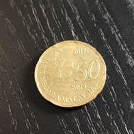 Malaysia 50 Sen Münze gold zufälliges Jahr!