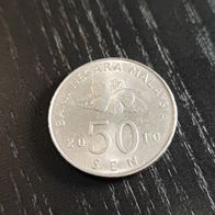Malaysia 50 Sen Münze modern zufälliges Jahr!