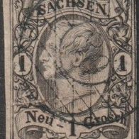 Altd.- Sachsen: 1855, Mi. Nr. 9, 1 Ngr. König Johann I. gestpl./ used