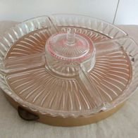 DDR Hausrat 60er J. * schöne alte drehbare Tortenplatte mit Glasschalen Servierteller