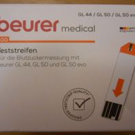Beurer GL44/50/50 evo Blutzucker - 100 Teststreifen - 02.2025 - NEU & OVP