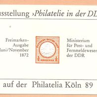 DDR Ausstellungskarte "Philatelie in der DDR" in Köln 1989