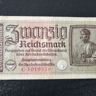 Reichsbanknote + 20 Mark + 1939 +