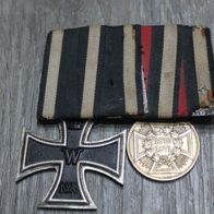 Preussen Ordensspange Eisernes Kreuz .2 Klasse 1870 mit Erinnerungs Medaille 1870/71