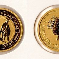 Australien 25 Dollars 1998 Kangaroo 1/4 Oz .9999 Gold Stgl. Max. 51.327 Ex. RAR