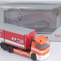 Herpa 911481 SoMo MB Actros Feuerwehr Stuttgart WLF mit Abrollbehälter Schiene