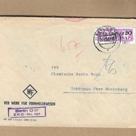 Los von 23.04 ZKD Dienstbrief aus Berlin O 17 nach Schkopau 1957