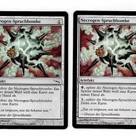 2x "Necrogen-Spruchbombe" Common aus "Mirrodin", Erhaltung siehe Text