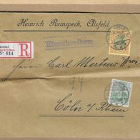 Los von 24.04 Briefumschlag aus Alsfeld nach Köln 1902 Einschreiben