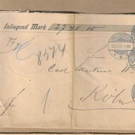 Los von 24.04 Briefumschlag aus Grevenbroich nach Köln 1903 Wertbrief