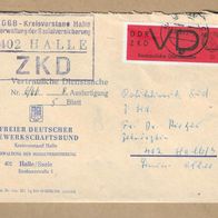 Los von 24.04 ZKD Dienstbrief aus Halle 1966 als VD Brief