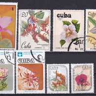 Kuba, Blüten, 8 Briefm., gest.