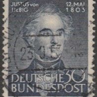 BRD: 1953, Mi. Nr. 166, 30 Pfg. 150. Geburtstag von Justus von Liebig. gestpl./ used