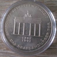 10 DM Brandenburger Tor 1991 vz s. Bild Ag625 Silber 15,5g