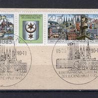 DDR 1990 Briefmarkenausstellung der Jugend, Halle W Zd 828 Ersttagsstempel auf Papier