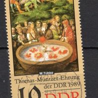 DDR 1989 500. Geburtstag von Thomas Müntzer (II) MiNr. 3270 I Plattenfehler gest. -1-