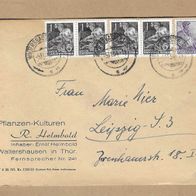 Los von 26.04 Briefumschlag aus Waltershausen nach Leipzig 1954