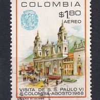 Kolumbien, 1968, Mi. 1138, Papstbesuch, 1 Briefm., gest.