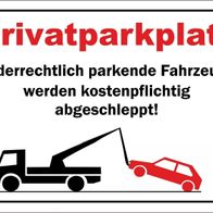 Grafinger 3er Set PVC-Schilder Privatparkplatz mit Abschleppwagen in weiß | 20 x 30 cm | 3mm