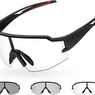 Polarisierte Fahrradbrille Selbsttönend Sonnenbrille Sportbrille + Tuch Etui