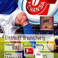 Ticket FC Hansa Rostock vs BTSV Eintracht Braunschweig 9.9.2011 Eintrittskarte