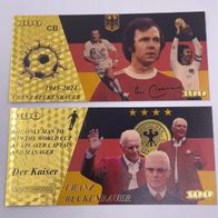 Franz Beckenbauer Schein ( + ) - 24k vergoldet - Sammlerstück -al-