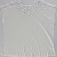 Damen Shirt weiß mit Spitzeneinsatz Gr. 48/50