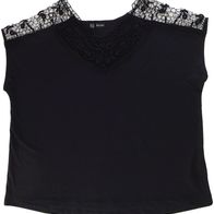 Damen Shirt schwarz mit Spitzeneinsatz Gr. 48/50